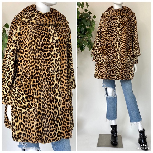 faux leopard swing coat